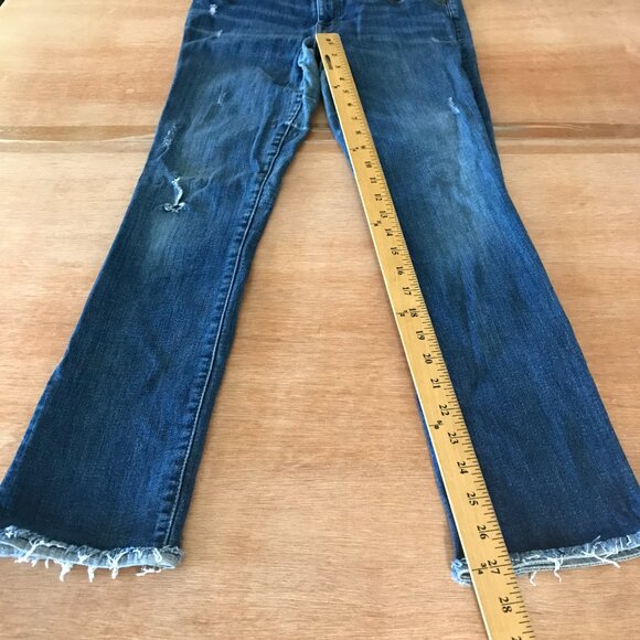 DL1961 Mara Straight Ankle Jeans Women 29 Blue Mid Rise Distressed Raw Hem 16846 - Picture 8 of 12